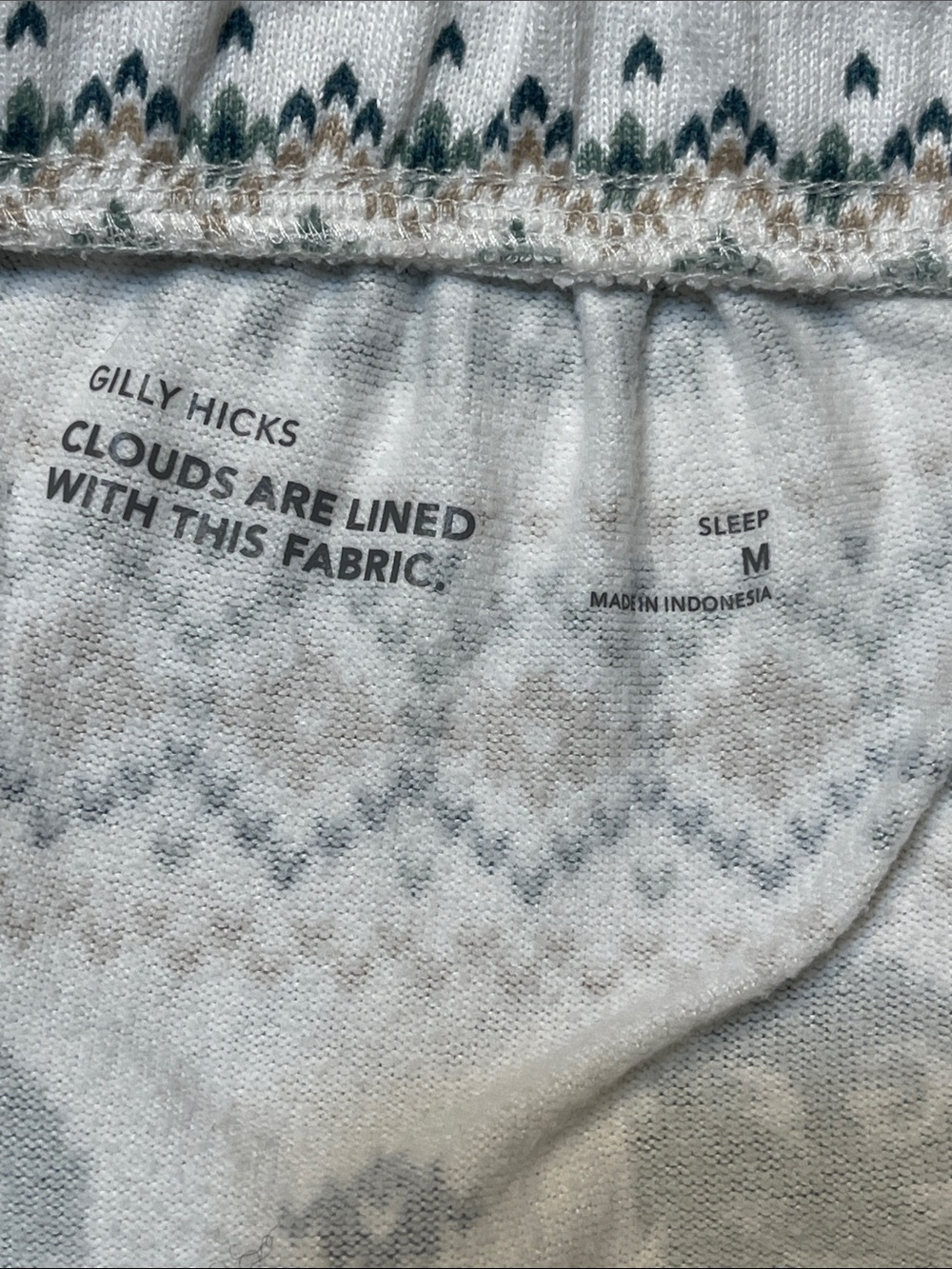 Cozy Patterned Lounge Pants in Cream, Sage & Tan - Picture 3 of 4